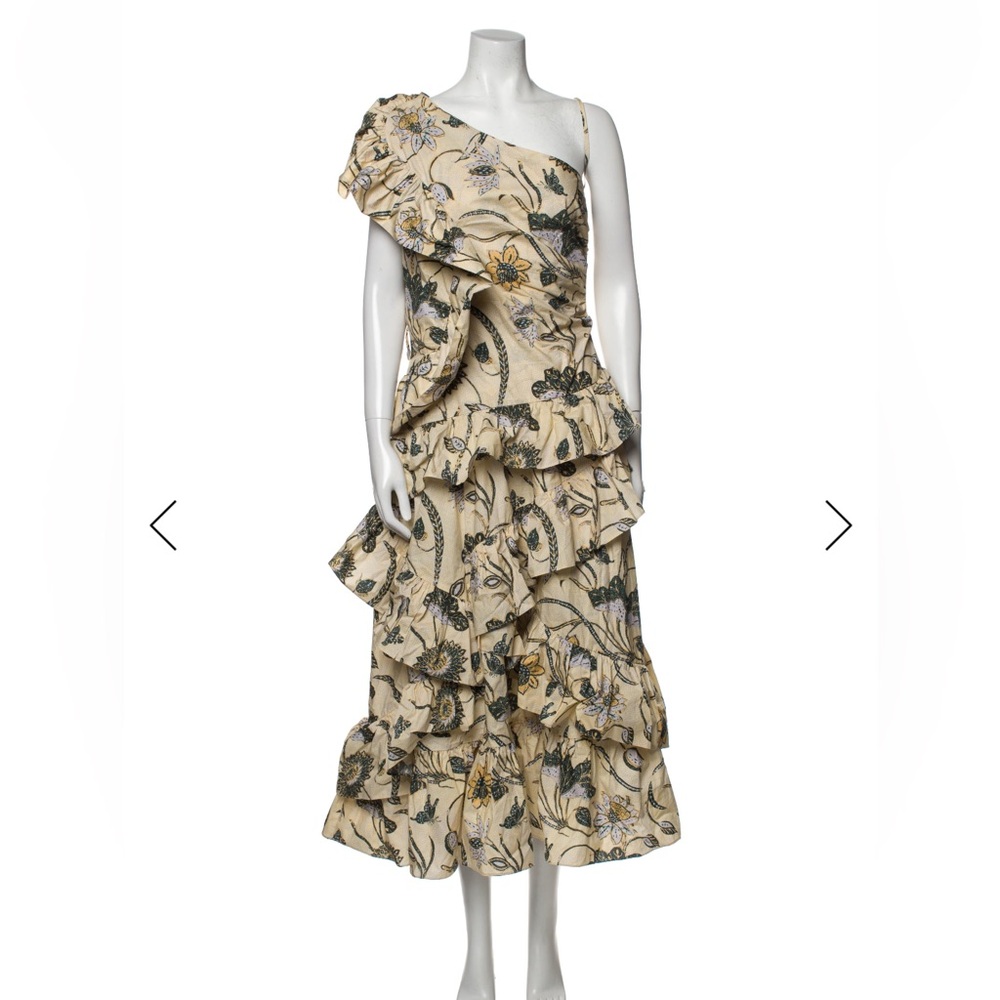 Floral Ruffle One-Shoulder Dress